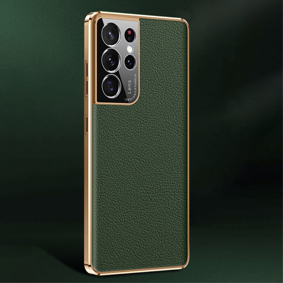 Pouzdro pro Samsung Galaxy S23 Ultra, Cowhide Leather, zelené