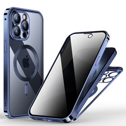 Pouzdro pro iPhone 15 Pro Max, Privacy Dual Glass, pro MagSafe, modré