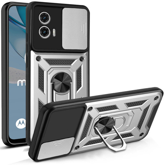 Pouzdro pro Motorola Moto G53 5G, CamShield Slide, stříbrné
