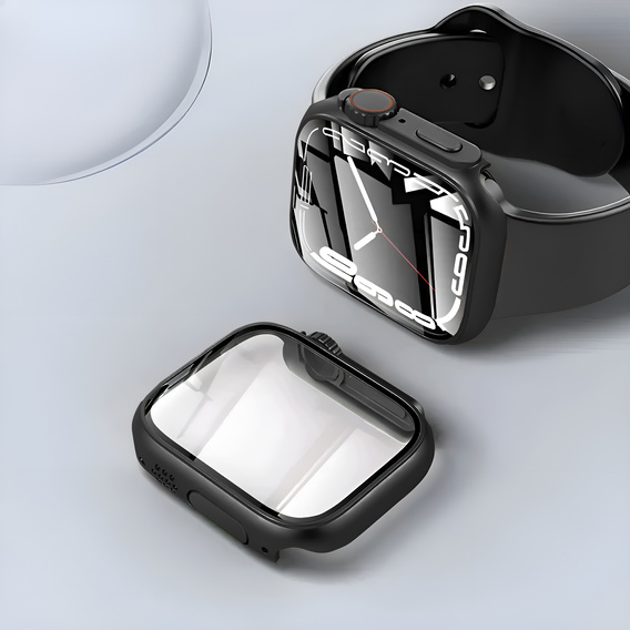 2w1 Etui + Szkło Hartowane Case do Apple Watch 7 / 8 41MM, Czarne/Czerwone