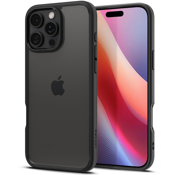 Pouzdro Spigen pro iPhone 16 Pro Max, Ultra Hybrid, transparentní / černé + 9H tvrzené sklo