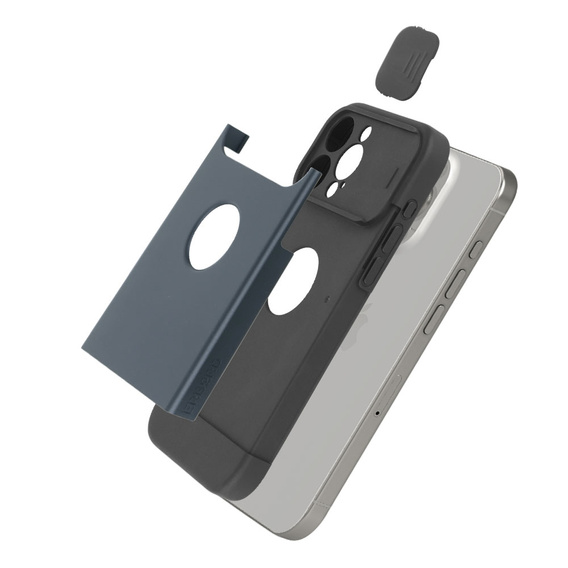Pouzdro pro iPhone 15 Pro, ERBORD MagProtect Slide Camera, titanově modrá