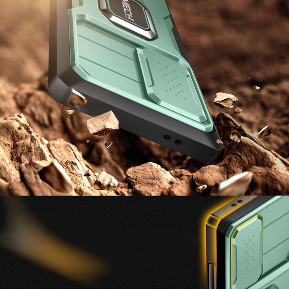 Pancéřové pouzdro pro Samsung Galaxy S24 Ultra, řada TONGATE MECH s kroužkem, světle zelené