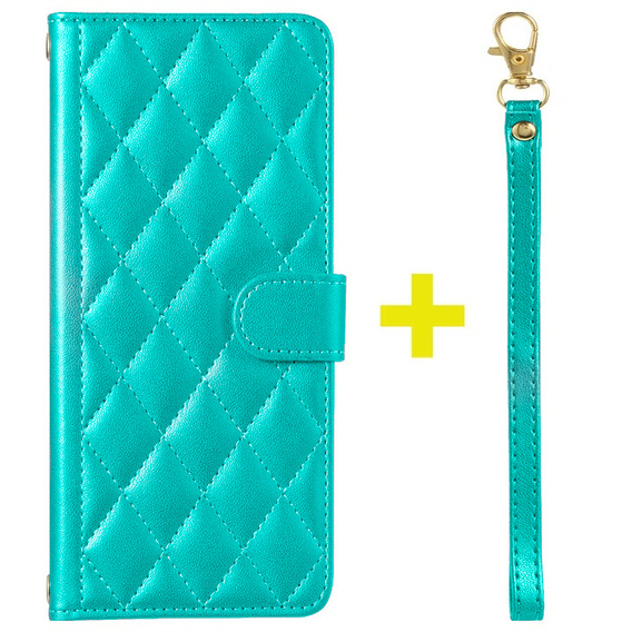 Pouzdro s klopou pro Samsung Galaxy A16, Rhombus Crossbody Leather, zelené
