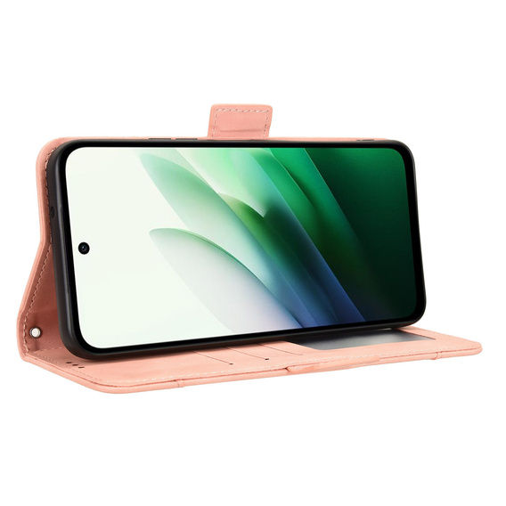 Klopové pouzdro pro Xiaomi Redmi 15 5G / 4G, slot na karty, peněženka, růžové