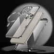 Pouzdro pro iPhone 15 Pro Max, Privacy Dual Glass, pro MagSafe, stříbrné