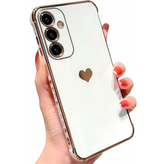 Pouzdro pro Samsung Galaxy A15 4G / 5G, Electro heart, bílé + Full Glue Ceramic Glass