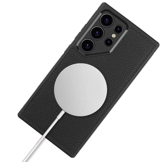 Kožené pouzdro pro Samsung Galaxy S24 Ultra, ERBORD LeatherGuard MagSafe, černé