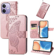 Klopové pouzdro pro Oppo A40 / Oppo A40m, Butterfly, růžové rose gold