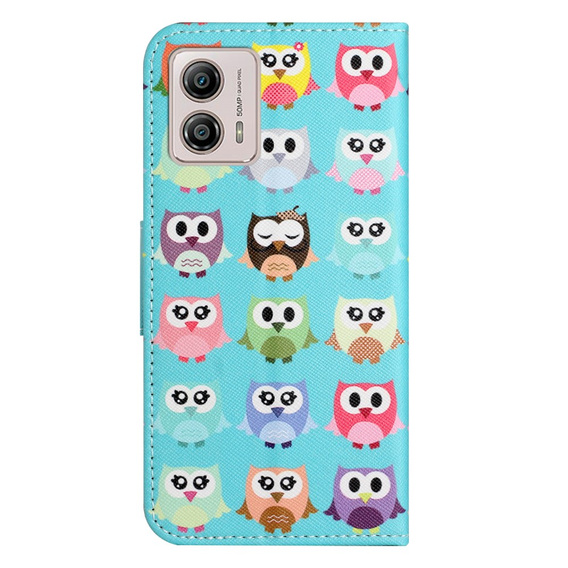 Klopové pouzdro pro Motorola Moto G73 5G, Wallet, owls, modré