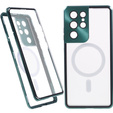 Magnetické pouzdro Dual Glass MagSafe pro Samsung Galaxy S21 Ultra, zelené