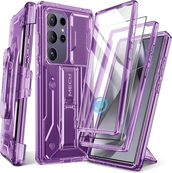 Pouzdro pro Samsung Galaxy S24 Ultra, Tongate MECH Series Clip, transparentní / fialové