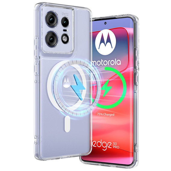 Pouzdro pro Motorola Edge 50 Pro, Fusion Hybrid, pro MagSafe, průhledné