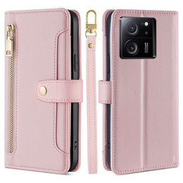 Klopové pouzdro pro Xiaomi 13T / 13T Pro / Redmi K60 Ultra Wallet Zipper Pocket, Wallet Zipper Pocket, růžové