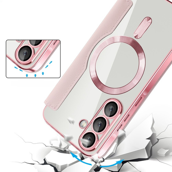 Klopové pouzdro pro Samsung Galaxy A36, RFID Wallet MagSafe CamShield, růžové