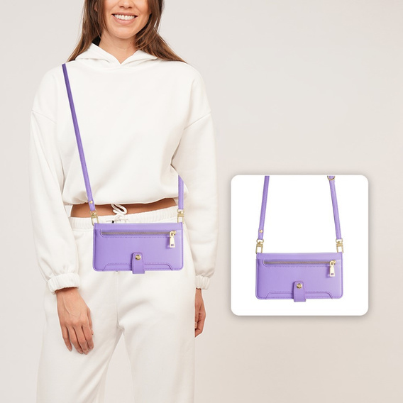 Klopové pouzdro pro Realme 14 Pro+ 5G, Wallet Zipper Pocket, fialové