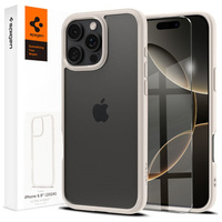 Pouzdro Spigen pro iPhone 16 Pro Max, Ultra Hybrid, transparentní / titanová + 9H tvrzené sklo