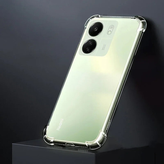 Pouzdro pro Xiaomi Redmi 13C, Anti-Shock, průhledné + sklo 9H