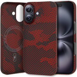 Pouzdro pro iPhone 16, Aramid Fiber MagSafe, červené
