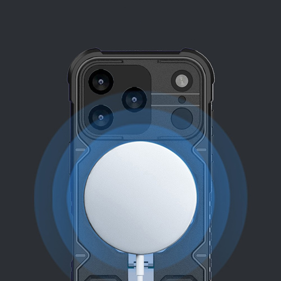 Pouzdro pro iPhone 17 Pro, pro MagSafe, pancéřované se stojánkem, černé