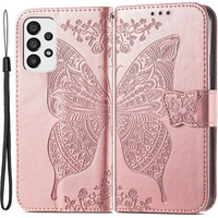 Klopové pouzdro pro Samsung Galaxy A33 5G, Butterfly, růžové rose gold