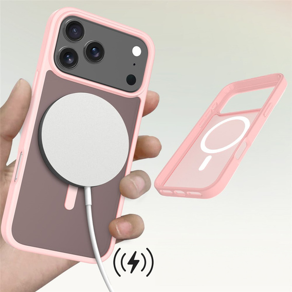 Matné pouzdro pro iPhone 17 Pro Max, pro MagSafe, průsvitné růžové