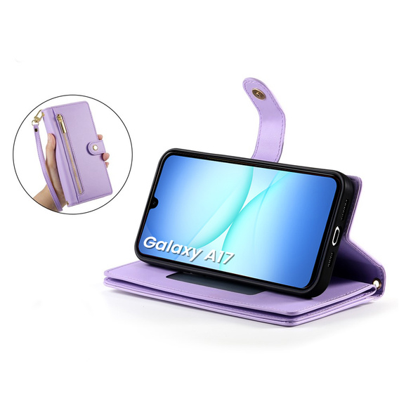 Flipové pouzdro Wallet Zipper Pocket pro Samsung Galaxy A17 5G, Wallet Zipper Pocket, fialové