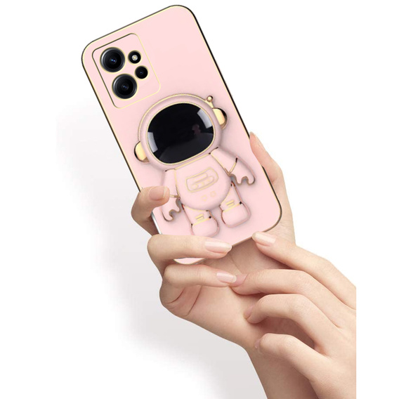 Pouzdro pro Xiaomi Redmi Note 12 4G, Astronaut, růžové rose gold