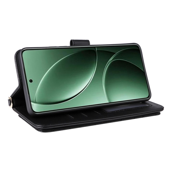 Flipové pouzdro pro Xiaomi Poco F7 Pro / F7 Ultra, Crossbody Leather Wallet, černé