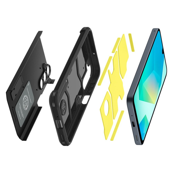 Pouzdro Spigen pro Samsung Galaxy A36 5G, Tough Armor Mag MagSafe, černé + 9H tvrzené sklo