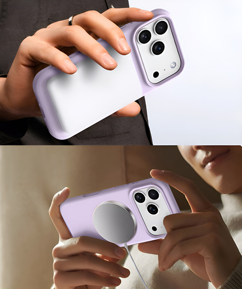 Silikonové pouzdro pro iPhone 17 Pro, pro MagSafe, proti nárazu, fialové