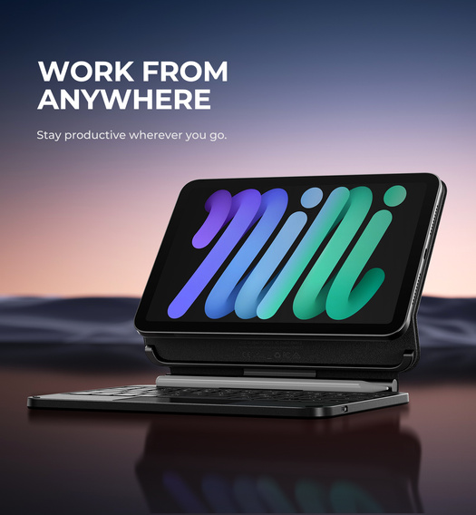 Pouzdro s klávesnicí pro iPad mini 8,3" 2021 (6. generace) / iPad mini 8,3" 2024 (7. generace), Dexnor Magnetic Keyboard Touchpad, černé