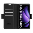 Pouzdro pro Oppo Reno 13F / Oppo Reno 13FS, ERBORD Glossy Litchi, flipová peněženka, černé