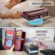 Pouzdro CASEME pro Samsung Galaxy S25 FE, RFID Leather Wallet, s popruhem přes rameno, červené