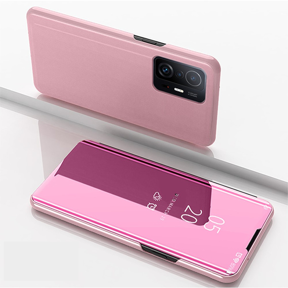 Pouzdro pro Xiaomi 11T / 11T Pro, Clear View, růžové rose gold