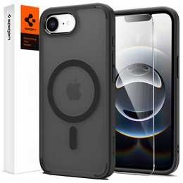 Pouzdro MagSafe Spigen pro iPhone 16E, Ultra Hybrid, transparentní / černé + 9H tvrzené sklo