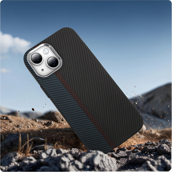 Pouzdro pro iPhone 13, Carbon Fiber MagSafe, černá / modrá