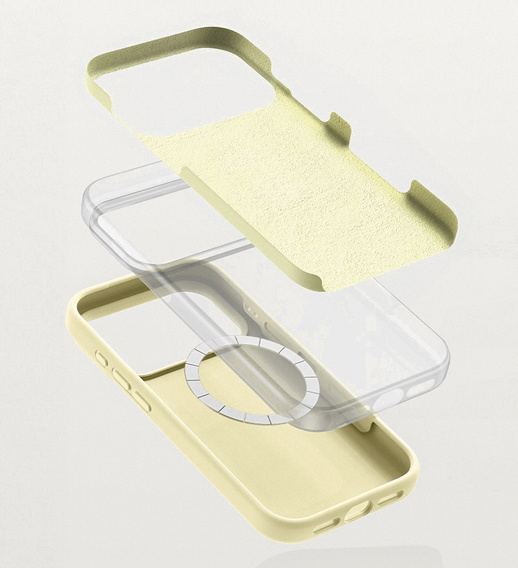 Silikonové pouzdro pro iPhone 17 Pro Max, pro MagSafe, proti nárazu, žluté