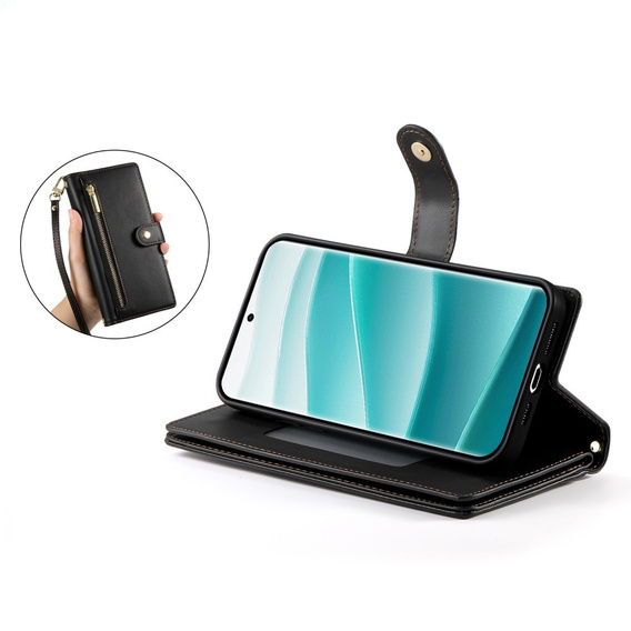 Klopové pouzdro pro Xiaomi Redmi Note 14 Pro 5G / Poco X7 5G, Wallet Zipper Pocket, černé