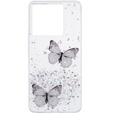 Pouzdro pro Xiaomi 13T / 13T Pro / Redmi K60 Ultra, Glitter Butterfly, bílé