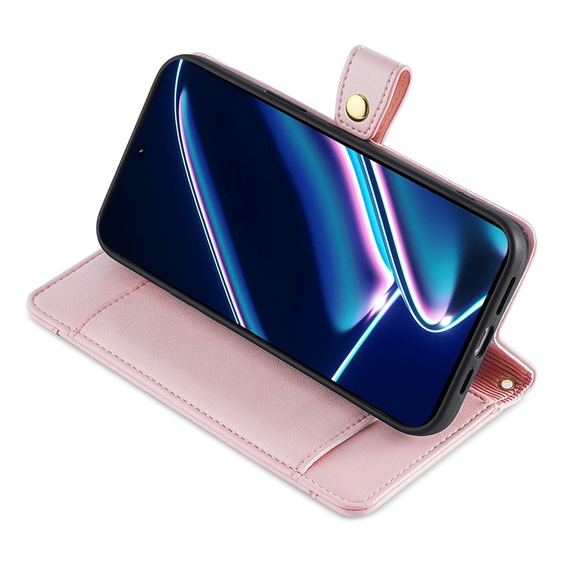 Klopové pouzdro pro Realme 11 Pro 5G / Pro+ 5G, Wallet Zipper Pocket, růžové