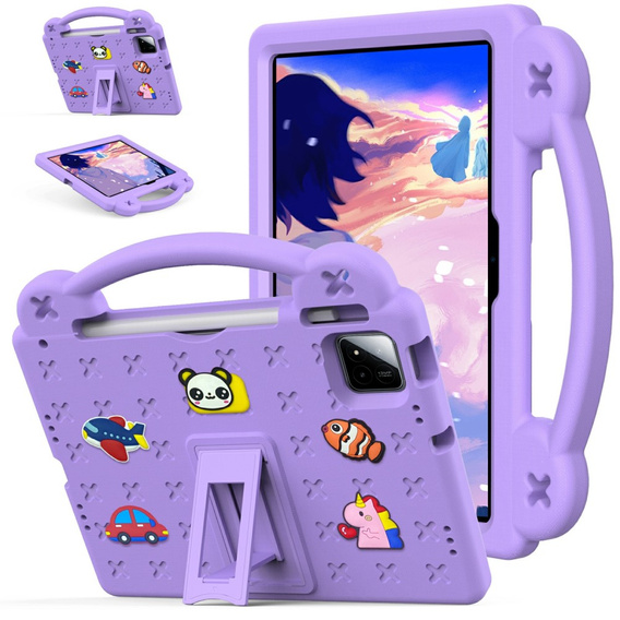 Dětské pouzdro pro Xiaomi Pad 7 / Xiaomi Pad 7 Pro, Cute Patterns, se stojánkem, fialové