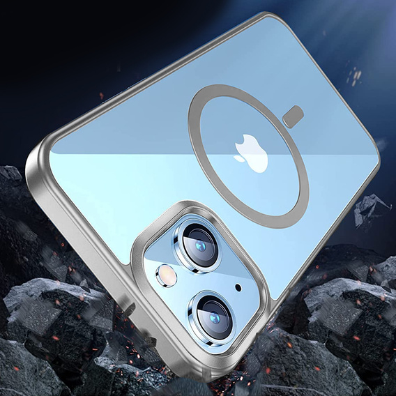 Pouzdro pro iPhone 14, ERBORD Hybrid MagSafe Case, stříbrné