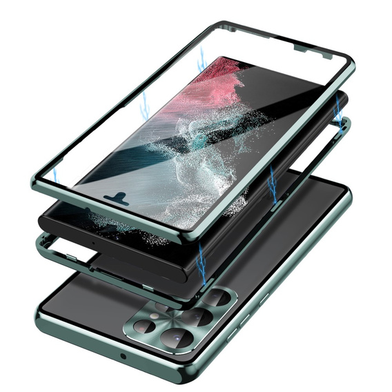 Pouzdro pro Samsung Galaxy S23 Ultra, Magnetic Dual Glass, zelené