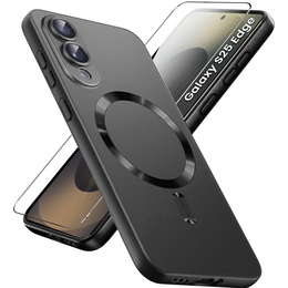 Pouzdro pro Samsung Galaxy S25 Edge, ColorMag, pro MagSafe, černé + tvrzené sklo 9H