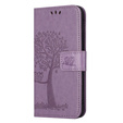 Klopové pouzdro pro Motorola Moto E22 / E22i, Wallet, tree i sowy, fialové