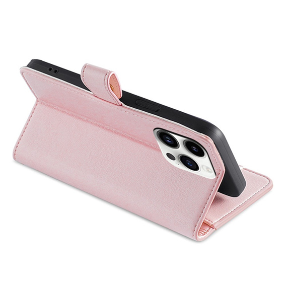Klopové pouzdro pro iPhone 14 Pro Max, Wallet Zipper Pocket, růžové