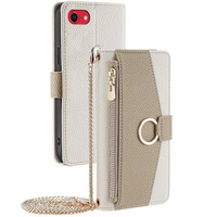 Flipové pouzdro Wallet Zipper Pocket pro iPhone 7 / 8 / SE (2020) / SE (2022), Wallet Zipper Pocket, se zrcátkem, bílé