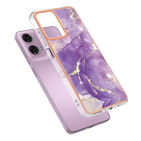 Ochranné pouzdro pro Motorola Moto G24 / G24 Power / G04, Marble Slim Case, tmavě fialové
