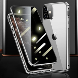 Pouzdro pro iPhone 12 Mini, Magnetic Dual Glass, stříbrné